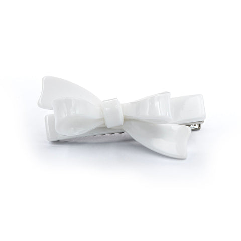 Single Bow Hair Clip - White