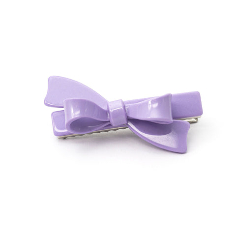 Single Bow Hair Clip - Satin Purple