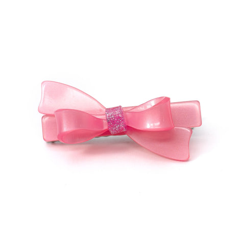 Single Bow Hair Clip - Satin Pink