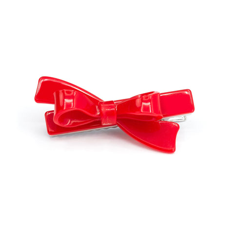Single Bow Hair Clip - Red