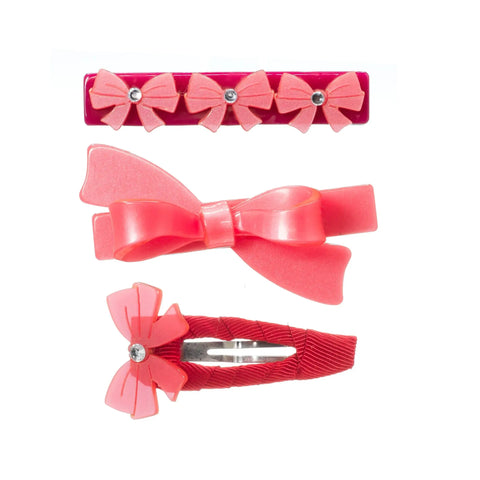 Mini Bows Red Blue Hair Clips