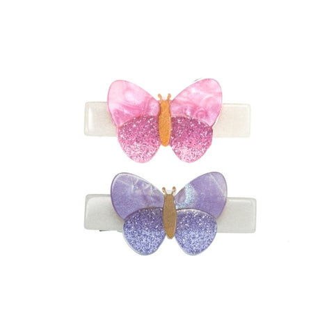 Butterflies Shimmer Lilac & Pink Hair Clips