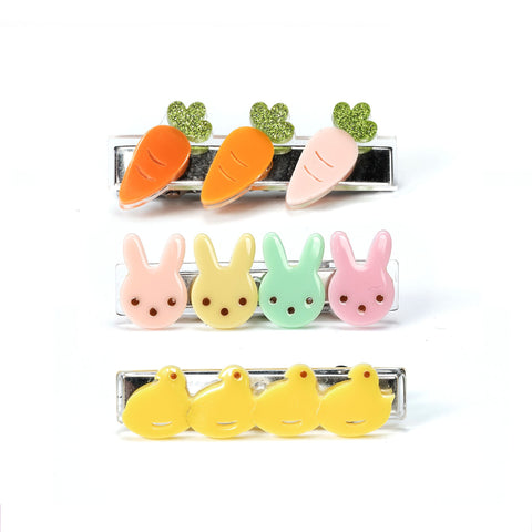 Bunnies Carrots & Chicks Hair Clips