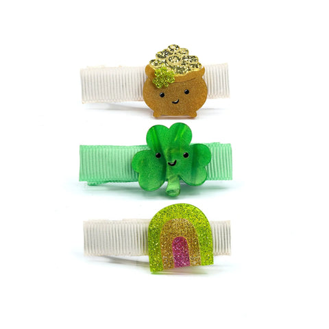 Baby Pot of Gold Shamrock St. Patricks Hair Clips
