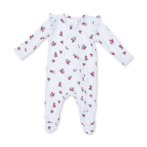 Ruffle Sleeve 2 Way Zipper Footie - Alyssa Floral