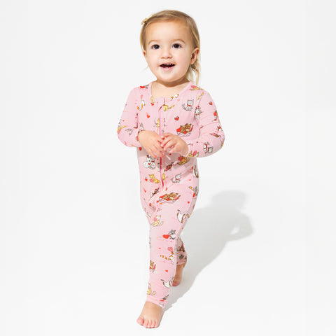 Feline Love Convertible Footie Bamboo Pajama