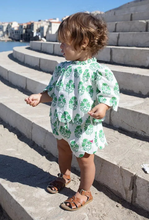 Baby Girls Misha Scallop 2-Piece Set - Green Strawflower