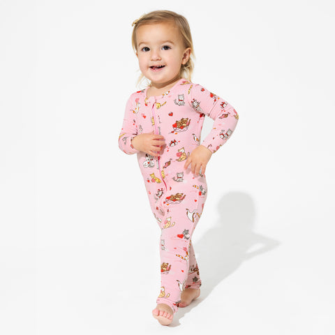 Feline Love Convertible Footie Bamboo Pajama