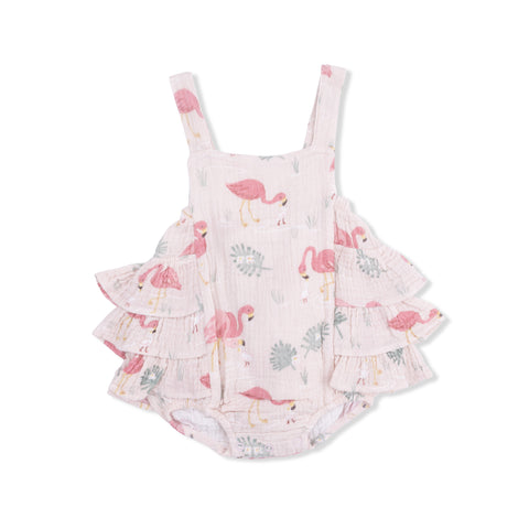 Ruffle Sunsuit - Flamingos