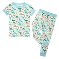Emerson & Friends set of kids' bamboo pajamas with a pattern of animals and plants likely representing Florida wildlife.