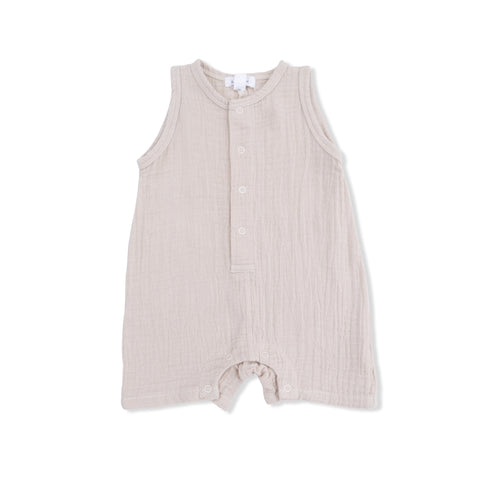 Sleeveless Shortie Romper - Solid Muslin French Oak