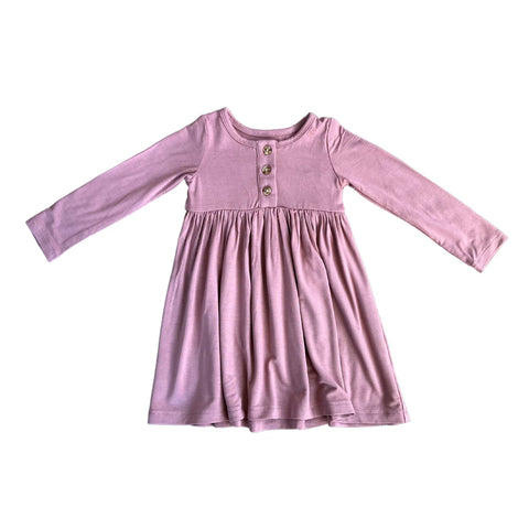 Mauve Long Sleeve Henley Dress