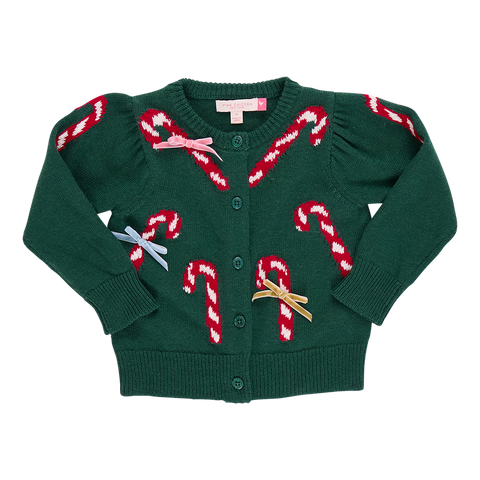 Green Candy Cane Bows Baby Girls Constance Sweater