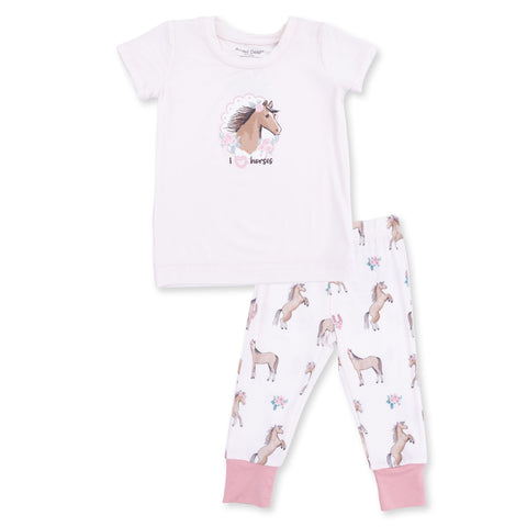 Short Sleeve Loungewear Set - I Love Horses