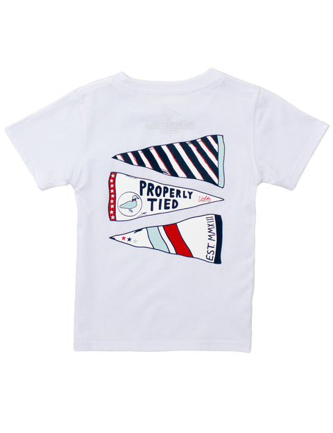Boys Americana Pennant Tee SS - White
