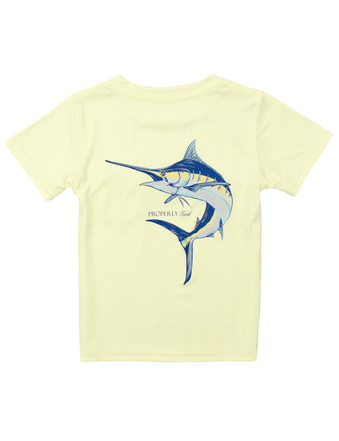 Boys Performance Tee SS - Light Yellow Blue Marlin