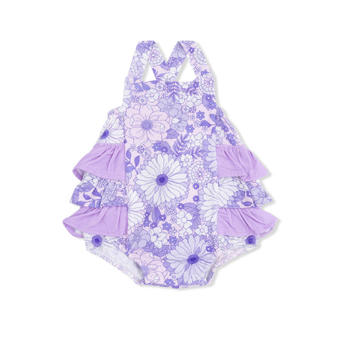 Ruffle Sunsuit - Lacy Lavender Floral