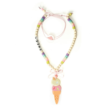 Ice Cream Double Scoop Pink & Yellow Necklace