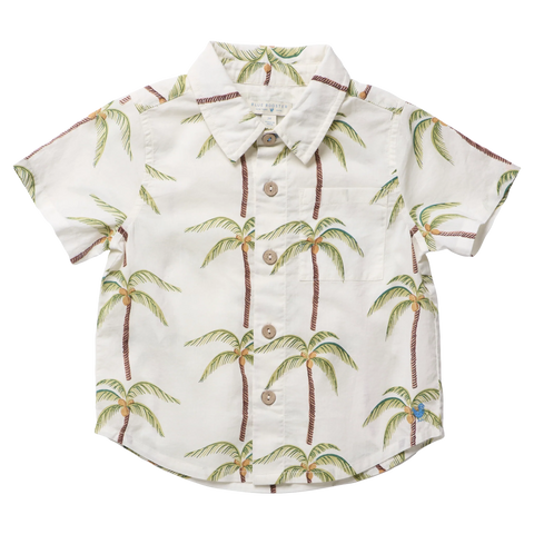 Baby Boys Jack Shirt - Cream Palm Trees