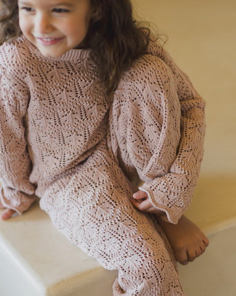 Crochet Knit Pullover | Rose