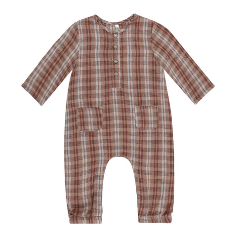 Long Sleeve Woven Jumpsuit | Autumn Plaid