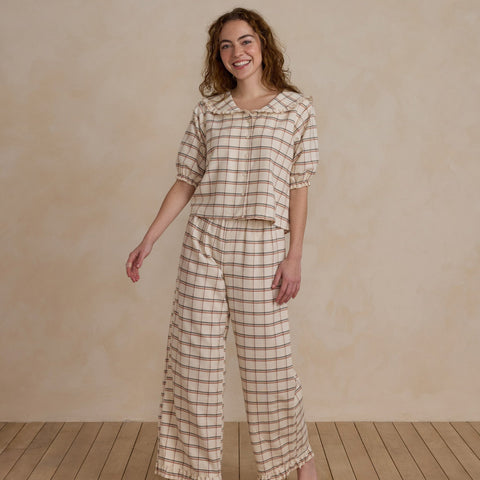 Womens Ruffle Pajamas | Holiday Plaid