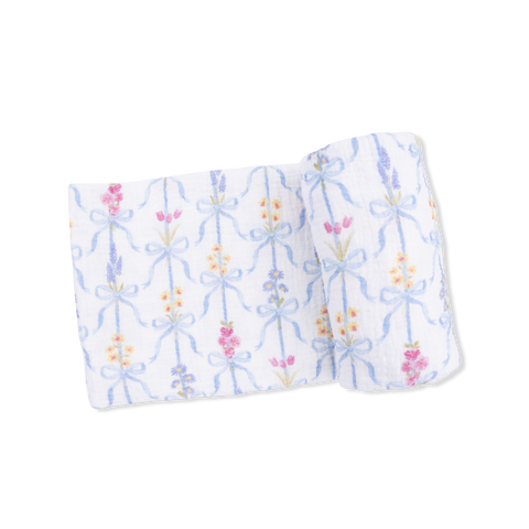 Muslin Swaddle Blanket - Ribbon Bouquets