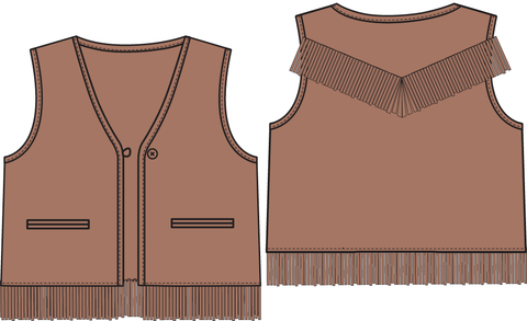 Western Fringe Vest - Solid Mocha Mousse