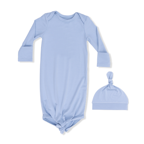 Knotted Gown and Hat - Solid Blue Fog