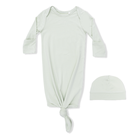 Knotted Gown and Beanie Hat - Solid Bok Choy