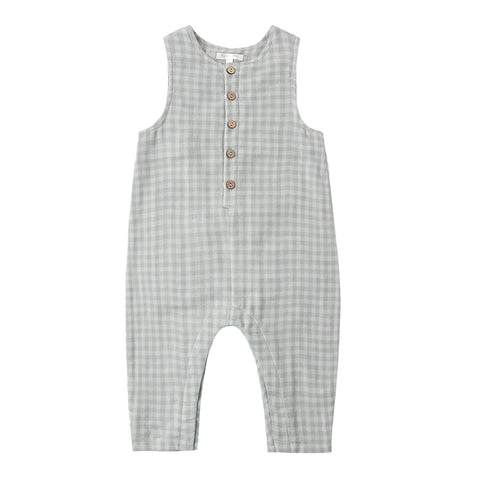 Button Jumpsuit || Green Gingham
