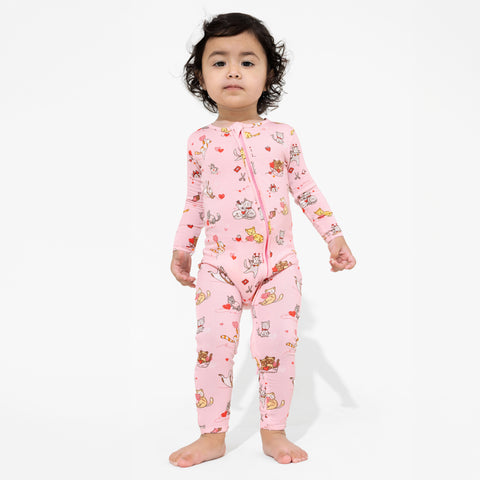 Feline Love Convertible Footie Bamboo Pajama