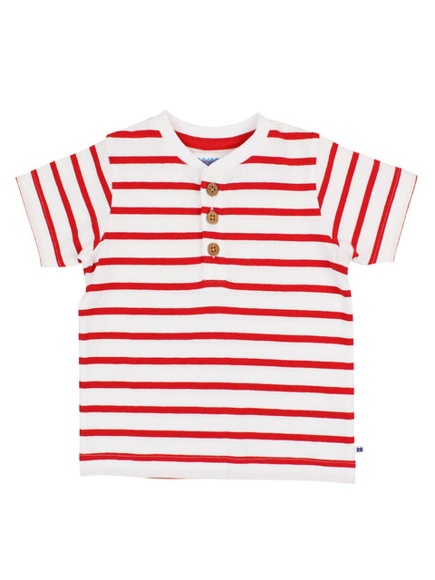 Red & White Stripe Henley Shirt