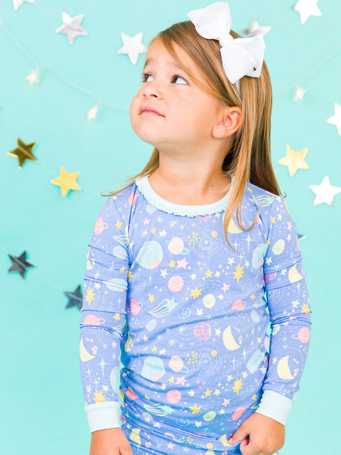 Starry Dreams Bamboo Ruffle Pajama Set