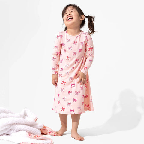 Girls' Long Sleeve Bamboo Dress/Nightgown - Take A Bow