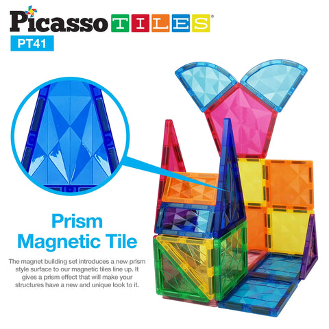 PicassoTiles Magnetic Tile Building Block (41 Pieces)