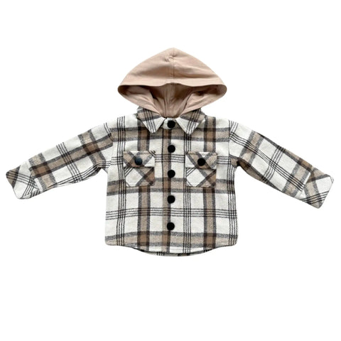 Hooded Shacket - Desert Plaid
