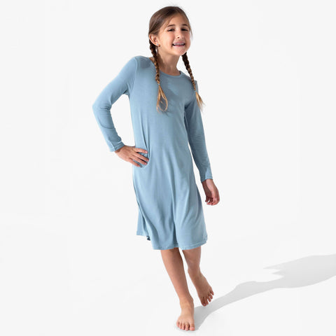 Girls Bamboo Long Sleeve Dress/Night Gown - Oasis