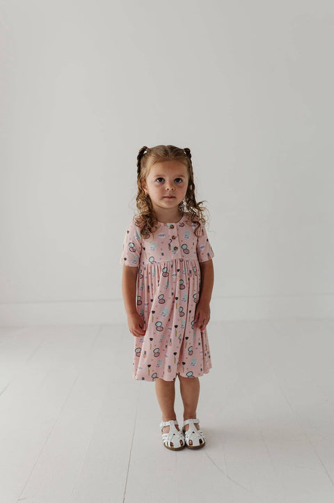 Short Sleeve Henley Dress in Makeup