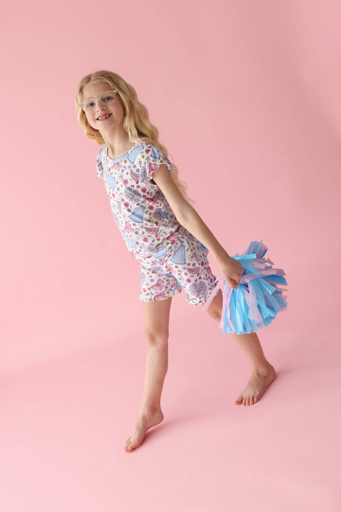 Girls Bamboo Ruffle Short Set - Pom Power