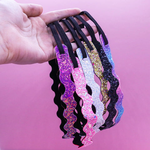 Adjustable No Slip Zig Zag Glitter Headbands
