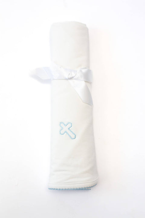 Blue Cross Embroidered Blanket