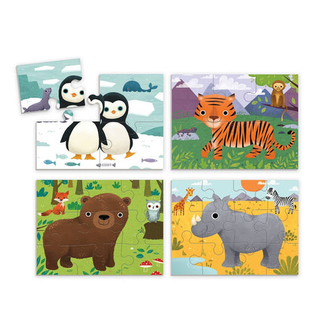 Animals Of The World 4-In-A-Box Puzzle Set - Mudpuppy