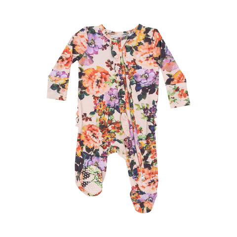 Autumn Rose 2 Way Ruffle Zipper Footie - Angel Dear