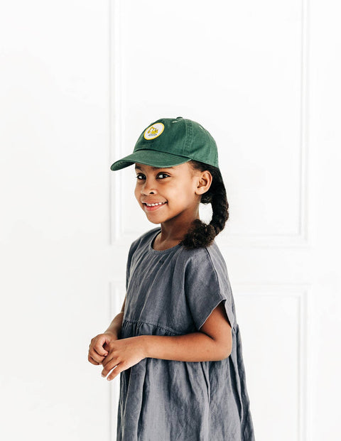 Hunter Green Construction Patch Baseball Hat for Kids