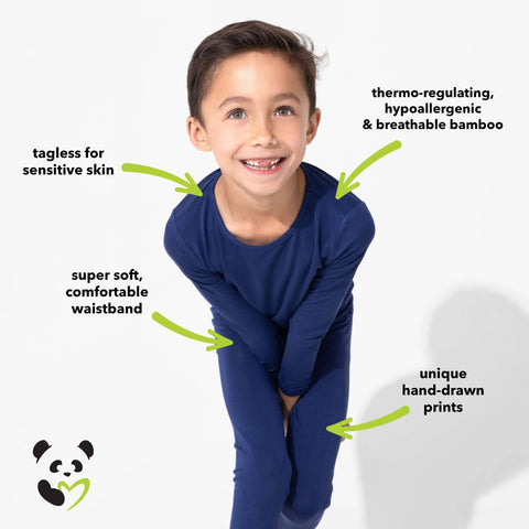 Kids Bamboo Pajama Set - Indigo Blue