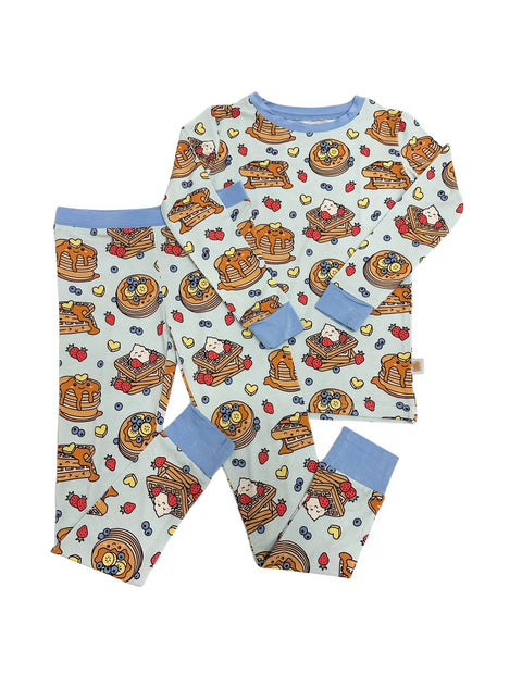 Blue Waffly Cute Bamboo Pajama Set