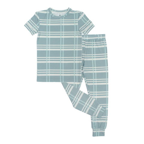 Blue Plaid Kids Bamboo Pajama Set