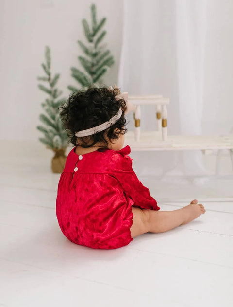 Hayley Romper - Red Crushed Velvet