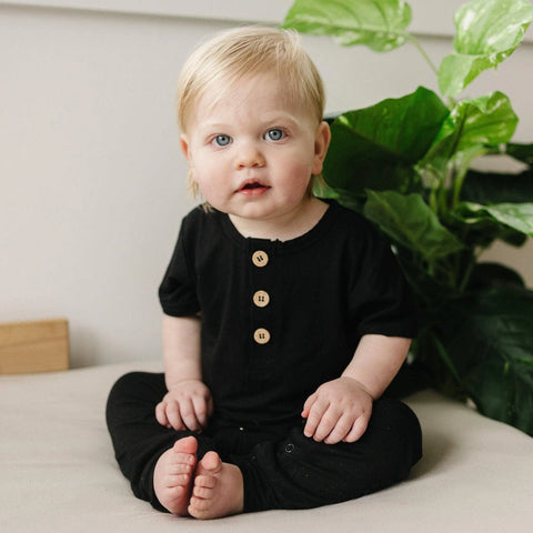 White Bamboo Henley Romper